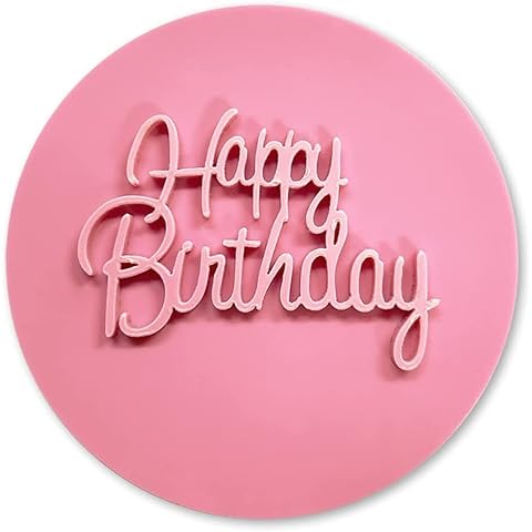 Fondant Stamp Birthday Happy Birthday Biscuit Stamp Fondant Modelling Tool Biscuit Embossing Icing Letters Cookie Cutters for Birthday Parties for Cupcakes, Biscuits, Cake Decoration (01) Cover