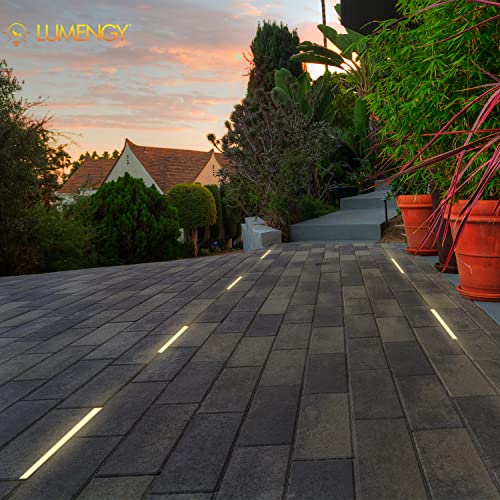 Image of LUMENGY Paver Light Slim 0.5x16 Inch (0.55x15.75), 2700K Warm White, Glare-Free Linear Lighting for Driveways, Walkways and Paver Borders, 12V Hardwired, IP67 Waterproof, Drive-Over Rated