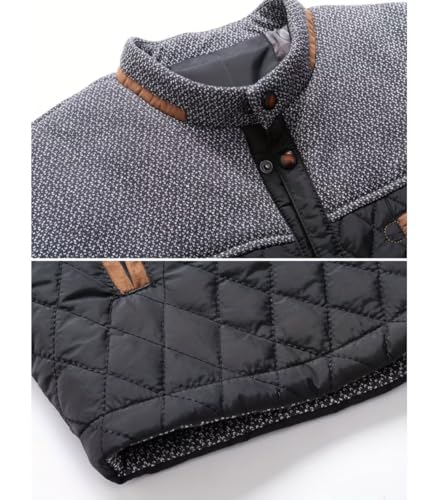 INVACHI Men's Casual Diamond Quilted Puffer Down Jacket Lightweight Business Button Coat with Stand Collar4