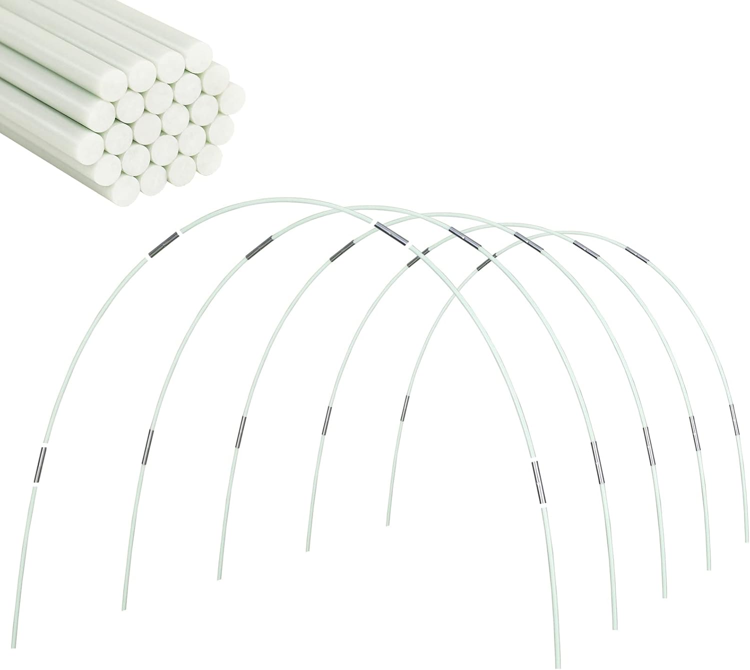 Aros de invernadero para túnel de cultivo, 0.28 pulgadas de diámetro, 5 juegos de aros de jardín de 7 pies de largo, kit de invernadero, marco de