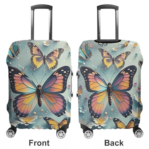 Cute Butterflies Elastic Luggage Cover Suitcase Protector for 19-32 Inch Suitcases | Universal Stretchable Travel Bag Cover | Anti-Scratch, Washable with Zipper Closure L3