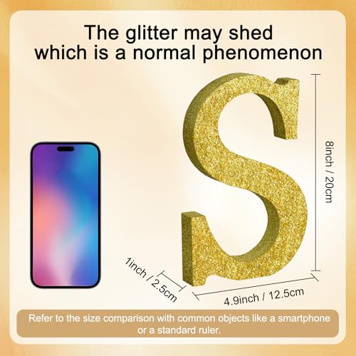 Image of TONIFUL 8 Inch Gold Glitter Letter S Table Centerpiece A-Z Gold Birthday Party Decorations,Gold Alphabet S for Birthday,Chrismas,Graduation,Bridal Shower,Wedding,Anniversary Party Supplies
