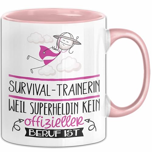 Survival-Trainerin Geschenk Tasse Lustiger Spruch Survival-Trainerin Weil Superheldin Kein Offizieller Beruf Ist Geschenkidee (Rosa)