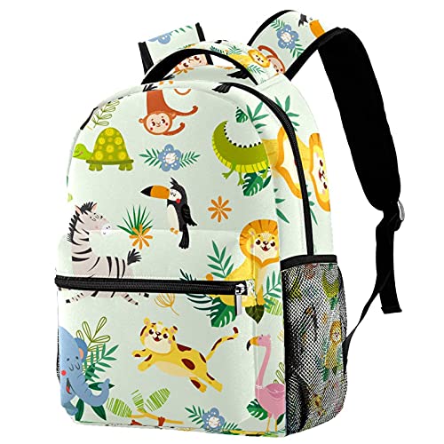 Sac à dos école primaire renard orange motif feuilles vertes fille garçon