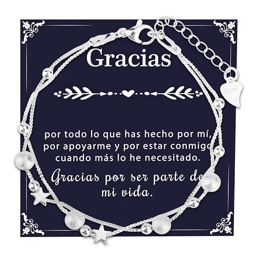 Rebundex Regalos Originales para Mujer Gracias Regalo para Mujer Navidad Pulsera Plata, Cumpleaños Día de la Madre Aniversario San Valentín Madre Abuela Novia Amiga Hermana Profesora
