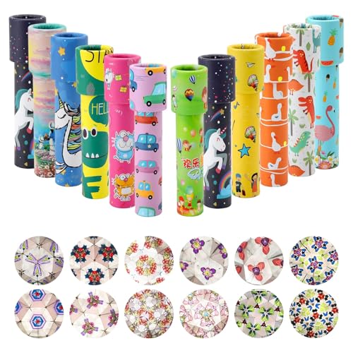HENGBIRD Kalejdoskopów dla dzieci, klasyczny, vintage, retro zabawka edukacyjna dla chłopców i dziewczynek, na urodziny dziecka, Nowy Rok, Boże Narodzenie, 12 szt. (przypadkowe kolory)
