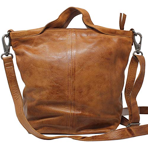 Bolsa Tote de Cuero Bianca para Mujer Color Cognac miniatura 3