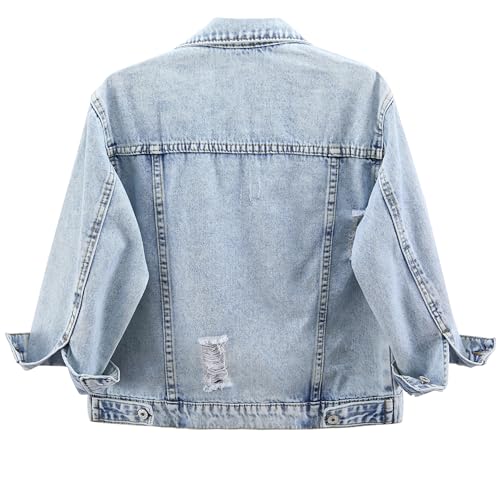 Kedera Womens Cropped Denim Jackets Distressed Ripped 3/4 Sleeve Jean Jacket Coats2
