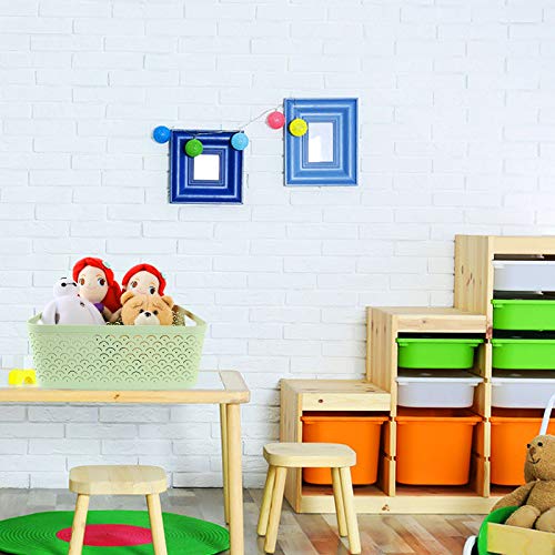 STARVAST 3 Pack Plastic Storage Baskets, Portable Green Fish Scale Pattern Hollow Desktop Storage Bin Box with Handle for Kitchen, Bathroom, Kids Room or Nursery Storage – 13.8 x 11.2 x 5.1 inches