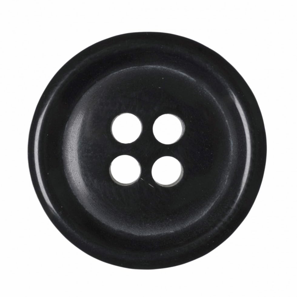 Hemline Round Plastic Buttons Navy Blue 15mm - per Pack of 7