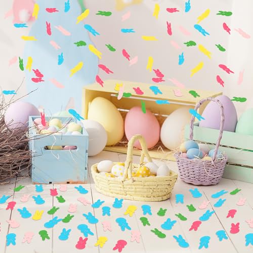 Image of BeYumi Colorful Bunny Table Confetti - 300Pcs Back to School Colorful Bunny Peeps Table Confetti Decorations Cute Rabbit Scatter Paper Decor for Birthday Baby Shower Candy Bag Gift Party Supplies