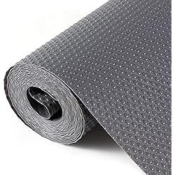 Protector Armario Fregadero Hersvin 50cmx600cm Plastico Protector para Cocina Cajones, Alfombras Non Adhesivo para Nevera Mueble Fregadero Estante Organizador Cubiertos EVA Cubre Encimera(Gris Oscuro/Punto)