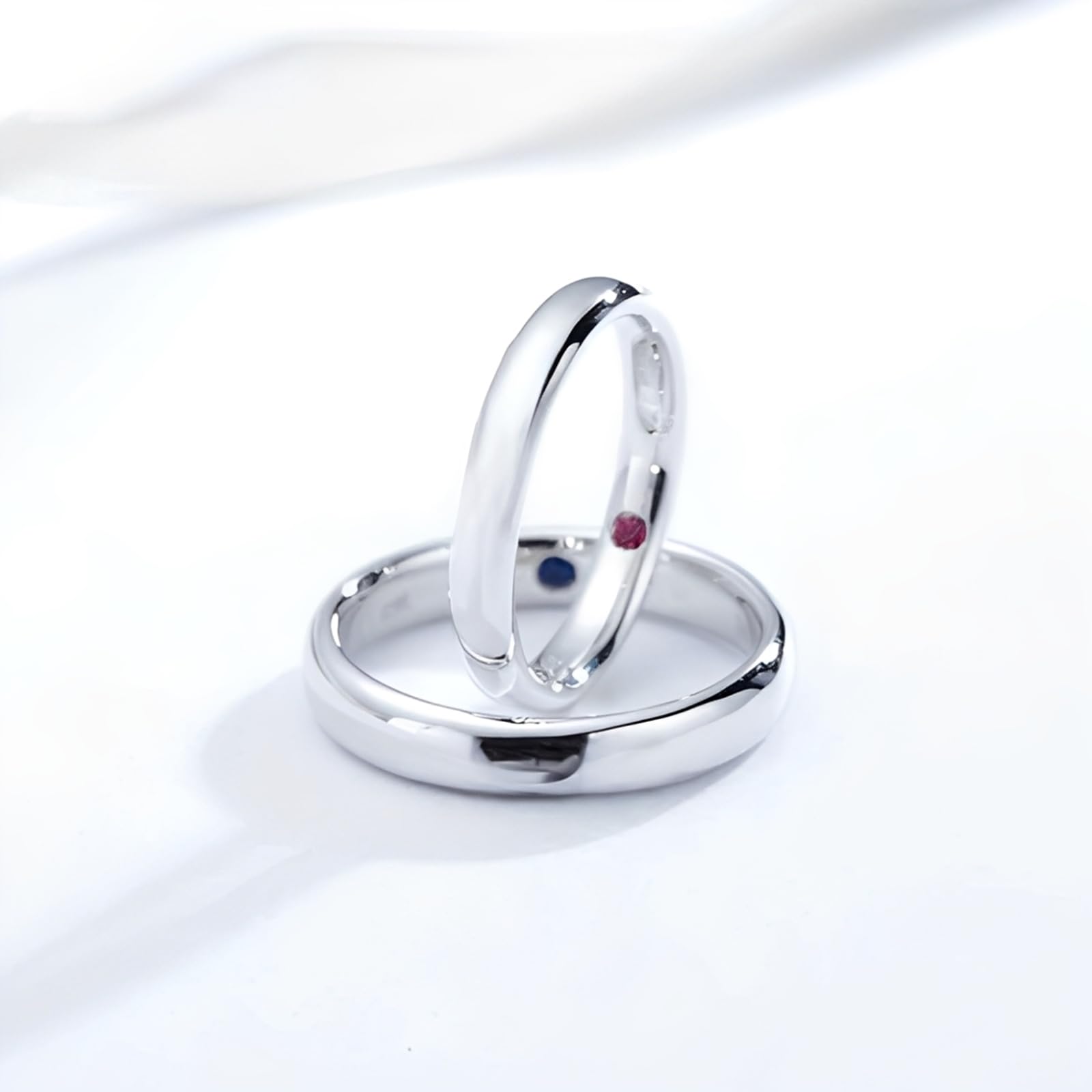 Anillo de oro blanco para hombres 375 auténticos, anillos de compromiso con zafiro de 0,03 quilates de 3,8 mm, anillo de boda de oro auténtico de 9 quilates, tamaño 67 (21,3)
