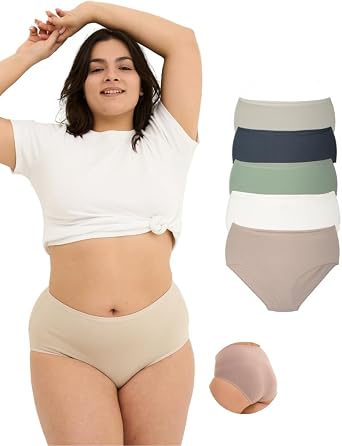 ALYA UNDERWEAR Womens Underwear, High Waist Womens Panties, Breathable Cotton Womens Underwear, Comfortable Womens Panties, 5 Multi-Colors 5XL, 6XL, 7XL