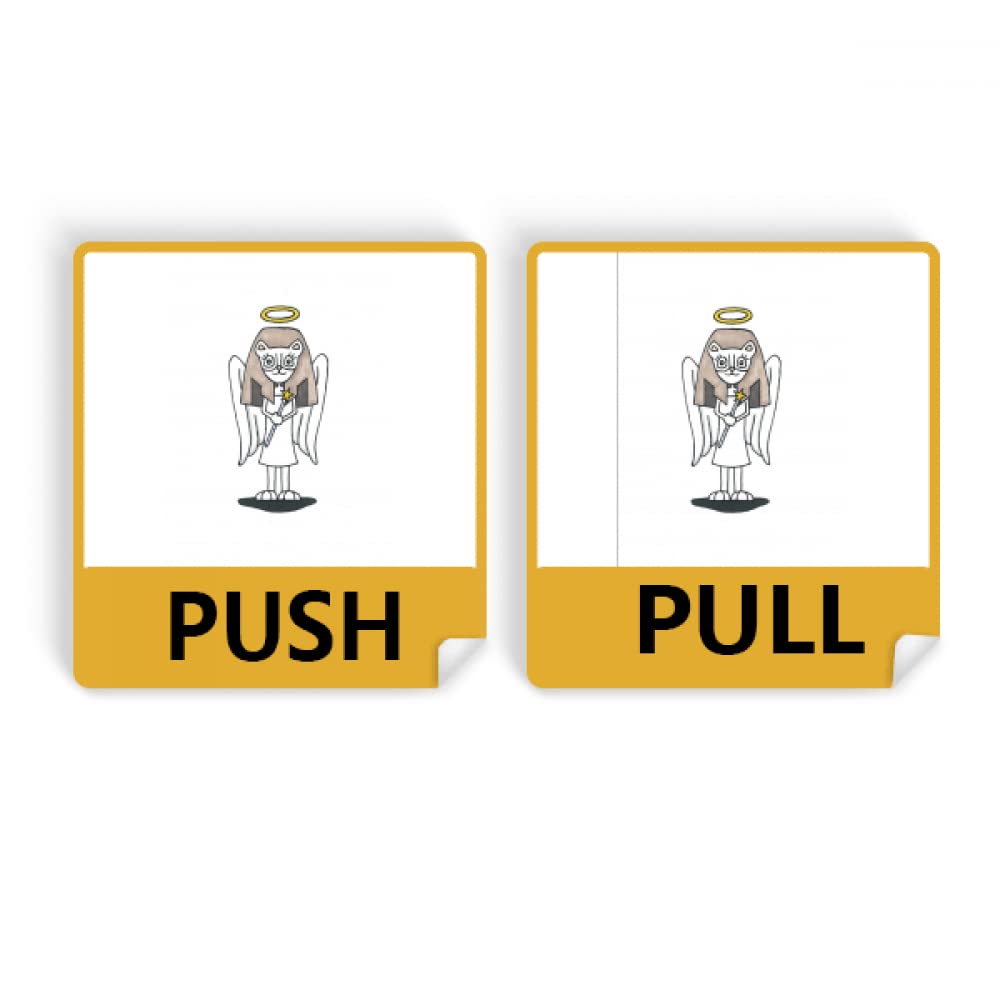 Angel Bastet Wing Halo Star Push Pull Door Sign Vinyl Stickers Shop