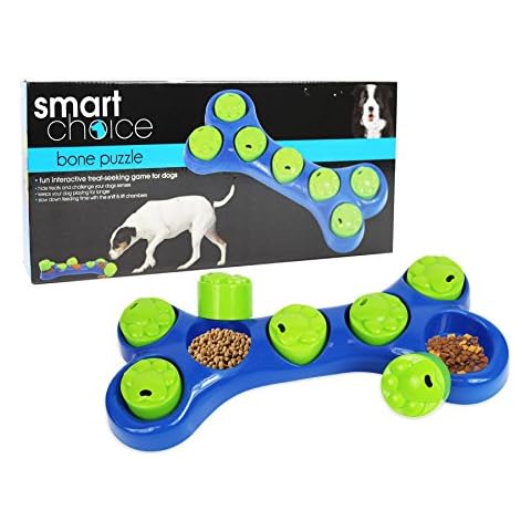Smart Choice Pet Feeder Bowl Bone Shape Fun Puzzle Treat Slow Feeding Interactive Game Dog Training Rewards Hide & Seek Cover