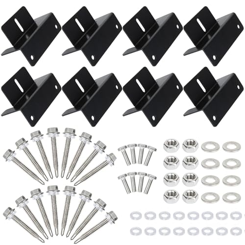 ASelected Soporte Panel Solar y Soporte Placa Solar, Soportes Placas Solares de Aleación de Aluminio, 8 Unidades Soportes Z Panel Solares con Tornillos y Tuercas para Autocaravana, Barco y Caravana