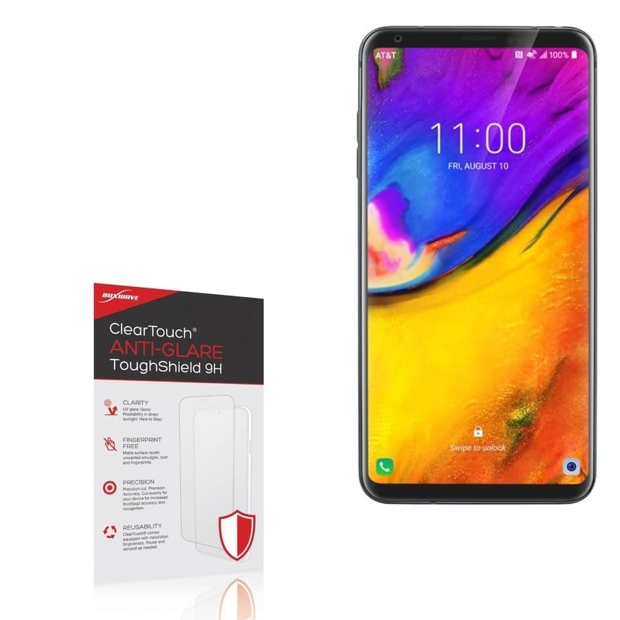 BoxWave Screen Protector Compatible with LG V35 ThinQ - ClearTouch Anti-Glare ToughShield 9H (2-Pack), Anti-Glare 9H Tough Flexible Film Screen Protector