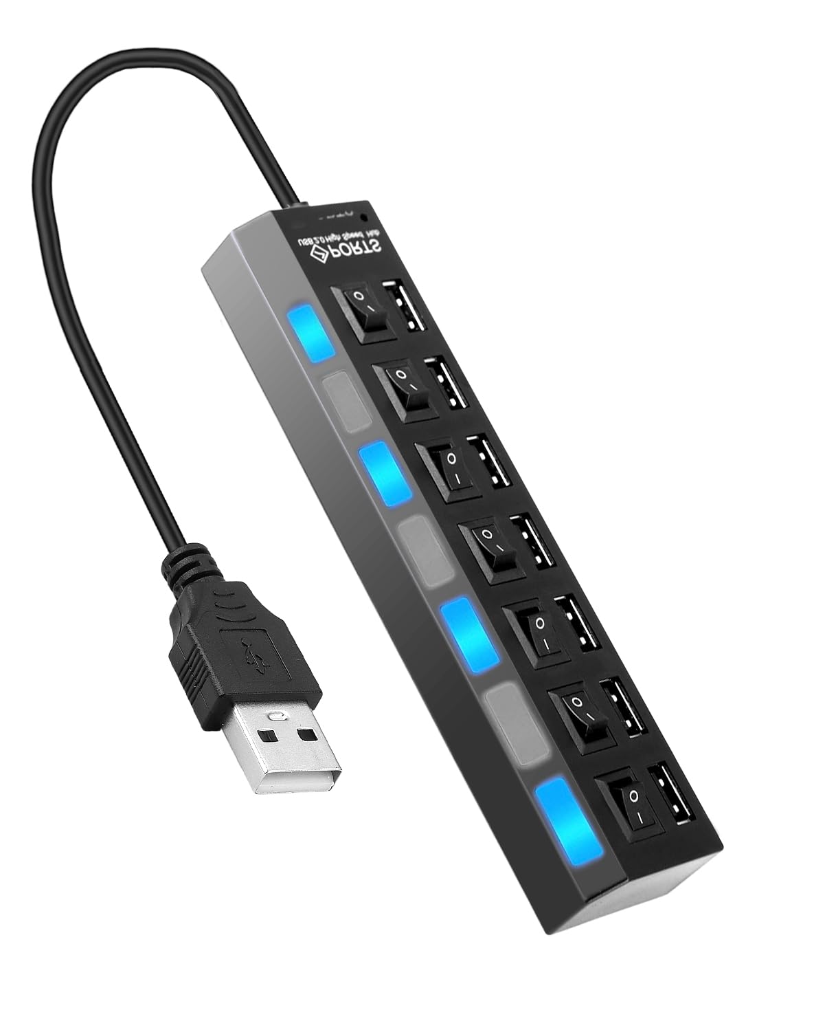 Hub Digitus 7 porte USB 2.0 480 Mbps design nero argento