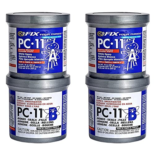Image of PC-Products PC-11 Epoxy Adhesive Paste, Two-Part Marine Grade, 1 lb in Two Cans, Off White 62118, 2-Pack