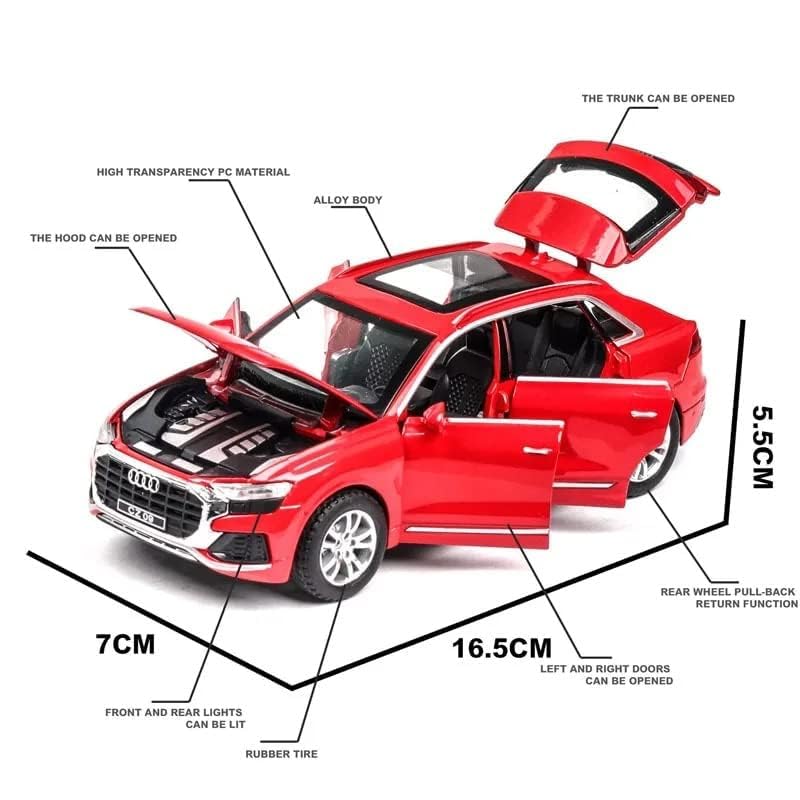 Image of SPITEN Diecast 1:32 Audi Q8 Toy Car Scale Model,Pull Back Vehicles Alloy Simulation Supercar with Lights and Sound Also for Car Dashboard,Kids