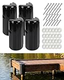 OCEANBROAD Dock Corner Bumpers 4 Pack, Heavy-Duty Marine Guard for Dock Corner & Edge Protection, Black, UV-Resistant PVC with Stainless Steel Hardware, Vertical Installation for Straight Corners