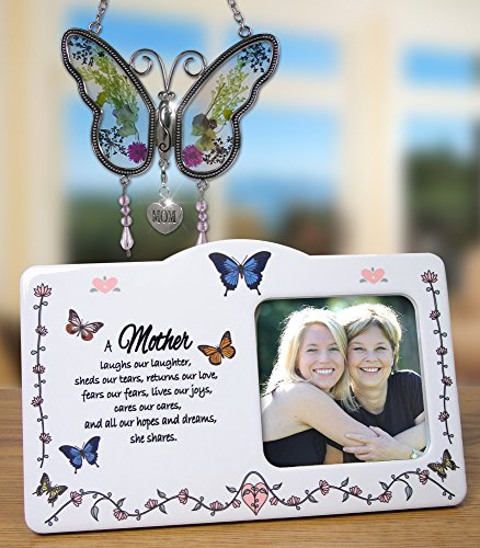 Mom Gift Set - Mom Butterfly Suncatcher - Mother Picture Frame with Butterfly Decorations and Mom Poem - Gifts for Her - Birthday Gifts for Mom - Mother-in-Law - Grandma