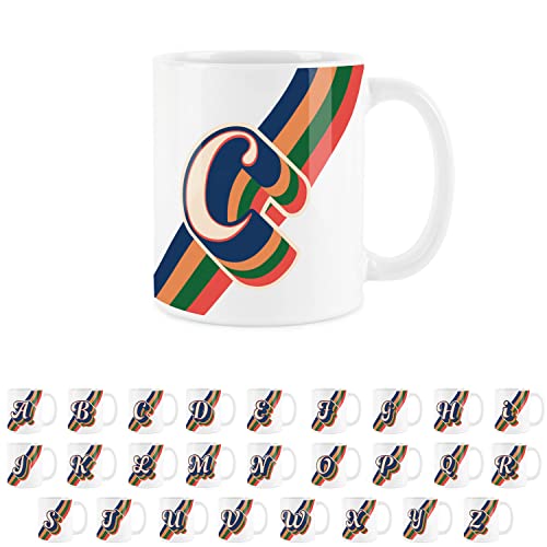 Image of Purely Home Retro Alphabet Letter C Mug - White Coffee Tea Present Personalised Initial Gift