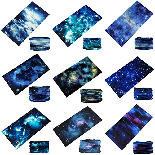 9Pcs Mens Headband Outdoor Bandana Face Scarf Mask Neck Warmer Balaclava Headwear Head Wrap For Sports (9Pcs-Galaxy-1) #TOP3