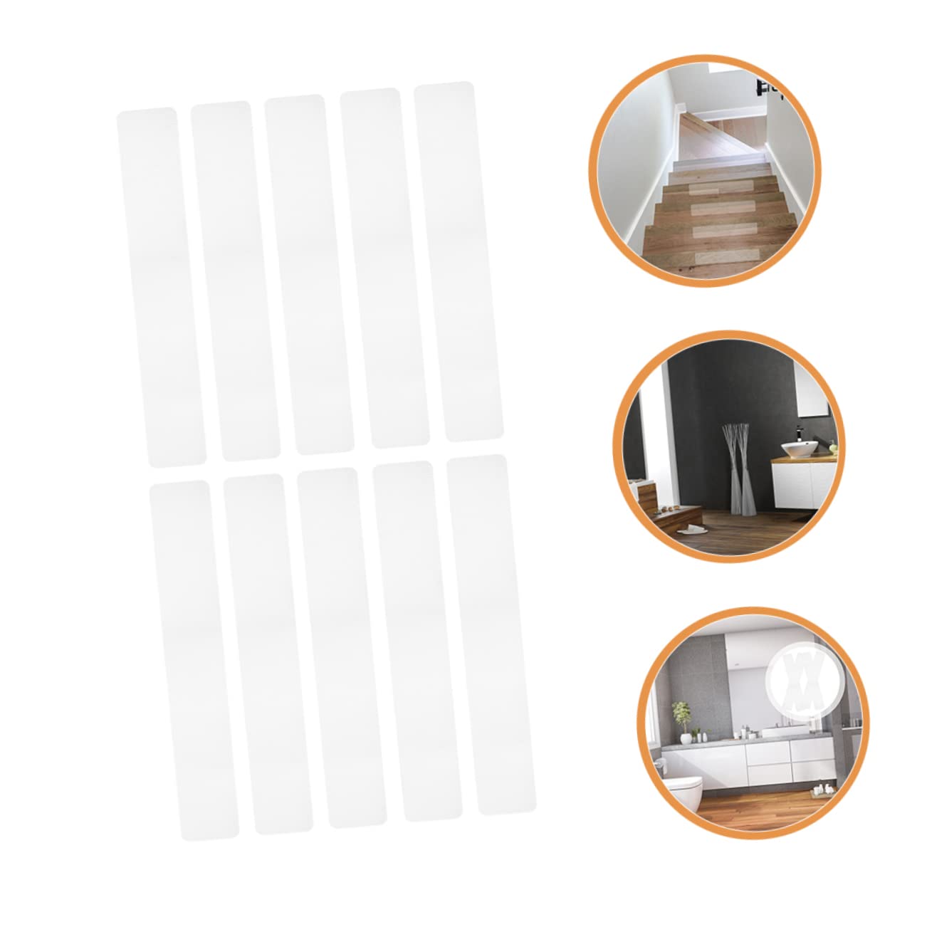 Veemoon 10pcs Bathtub Floor Strips Non-Skid Shower Adhesive Tapes Safety Stickers for Slippery Peva Material Easy Installation