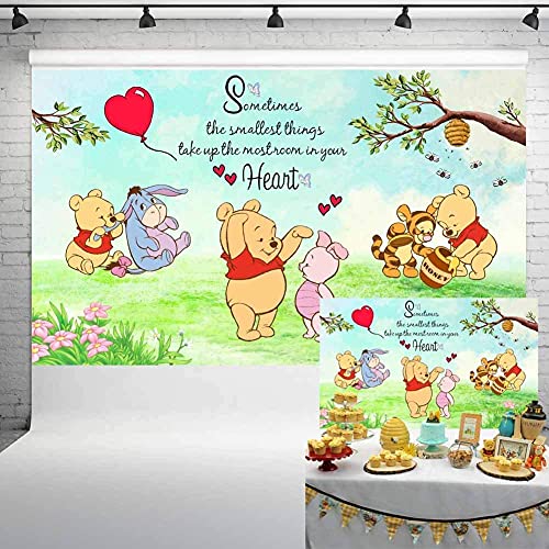 Classic Winnie The Pooh Supplies Photography Backdrop Newborn Baby Shower Cartoon Animals Baby Boys Girls Birthday Party