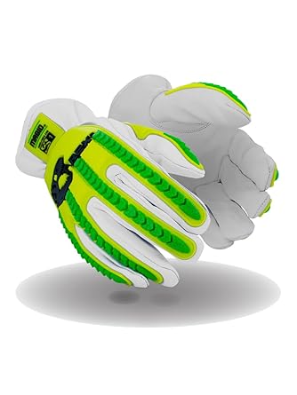 MAGID Rebel Series | Cut Level A5 Slip-on Leather Impact Driver Gloves, Cut Level A1 | Yellow & Green TPR, 8/M