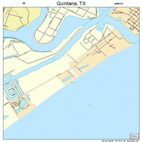 Large Street & Road Map of Quintana, Texas TX Printed poster size