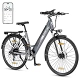 Qekud 26M208 E-Bike, 26' Elektrofahrrad, mit 36V 13Ah Li-Ion Akku, 250W Motor, Reichweite bis zu 100KM im Hybrid Modell, Grau
