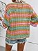 Dokotoo Womens Tops Spring Summer Resort Wear Beach Vacation Short Sleeve Crochet Hollow Out Color Block Striped Round Neck Dressy Casual Lightweight Knit Sweater Fashion Clothing Orange Medium