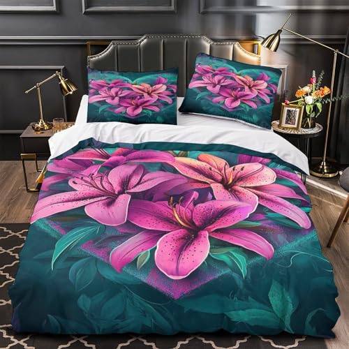 Housse de couette microfibre de qualité supérieure au motif de lys - 2