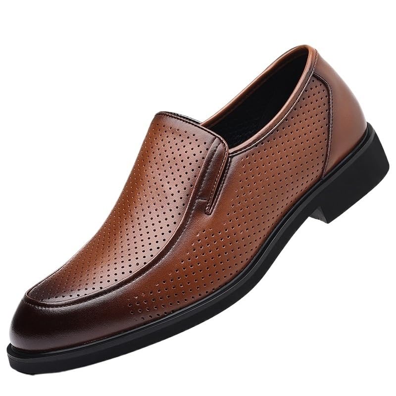 Slip-On Dress Oxford Shoes for Men Classic Formal Tuxedo Shoes Breathable Hollow Walking Office Loafers Work Flats Anti-Slip Low Top Non Slip Prom