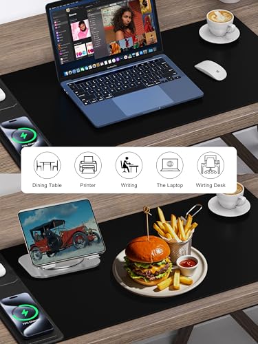 Image of TopMade 4-in-1 Mouse Pad with 15W Wireless Charging, Foldable Phone Holder, 31.5 inch x 15.75 inch XXL Large Desk Pad, Gaming Mousepad with Ultra-Smooth Surface, Non-Slip Base, Waterproof Desk Mat, Black