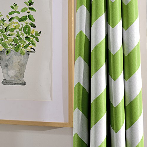 Melodieux Chevron Room Darkening Blackout Grommet Top Curtains, 52 By 63 Inch, Green (1 Panel) #TOP6