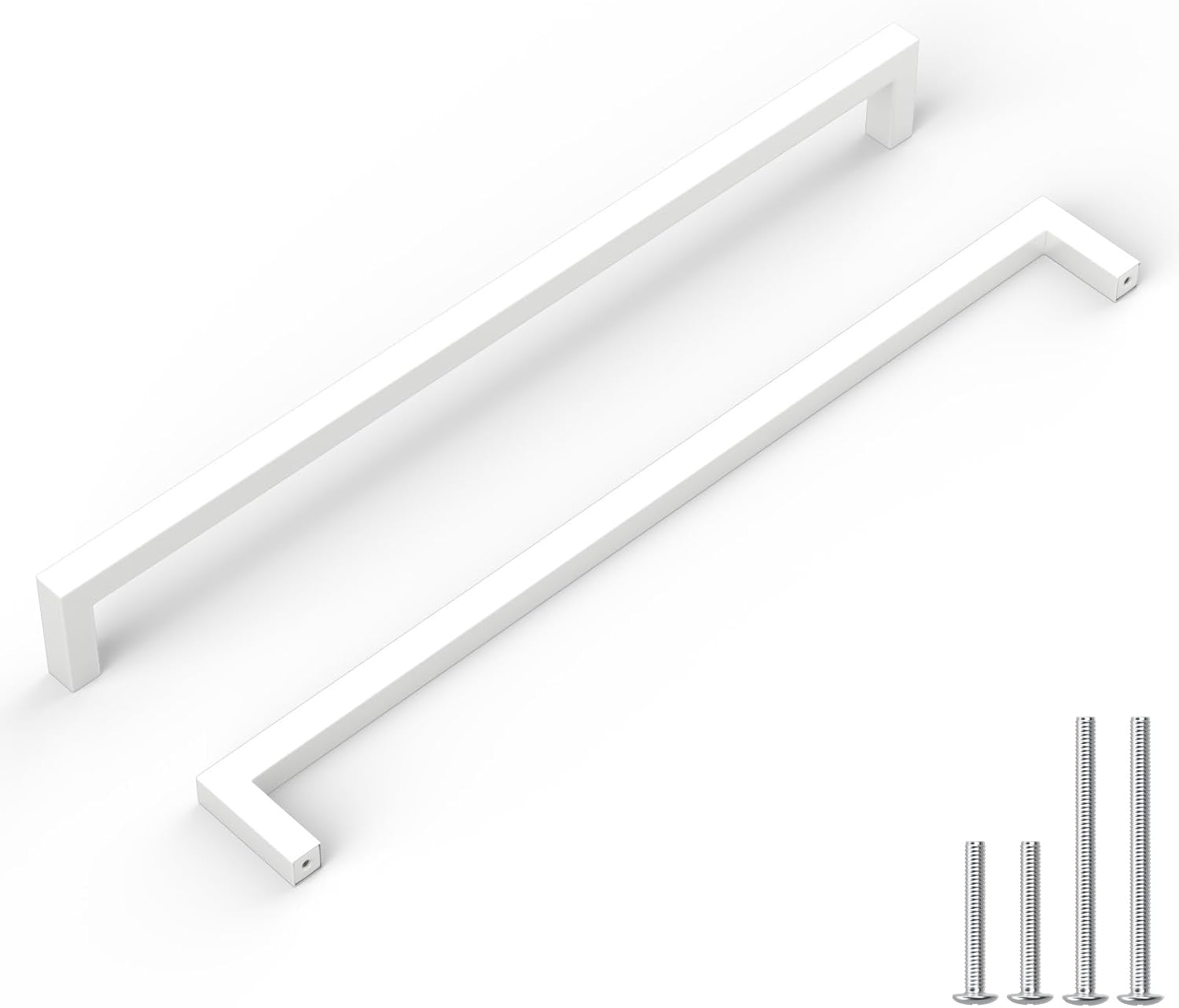 goldenwarm 10 Pack White Cabinet Pulls 10 Inch Cabinet Handles Kitchen Drawer Handles White Drawer Pulls Square Bar Hardware Stainless Steel Dresser Hardware for Cupboard Bathroom