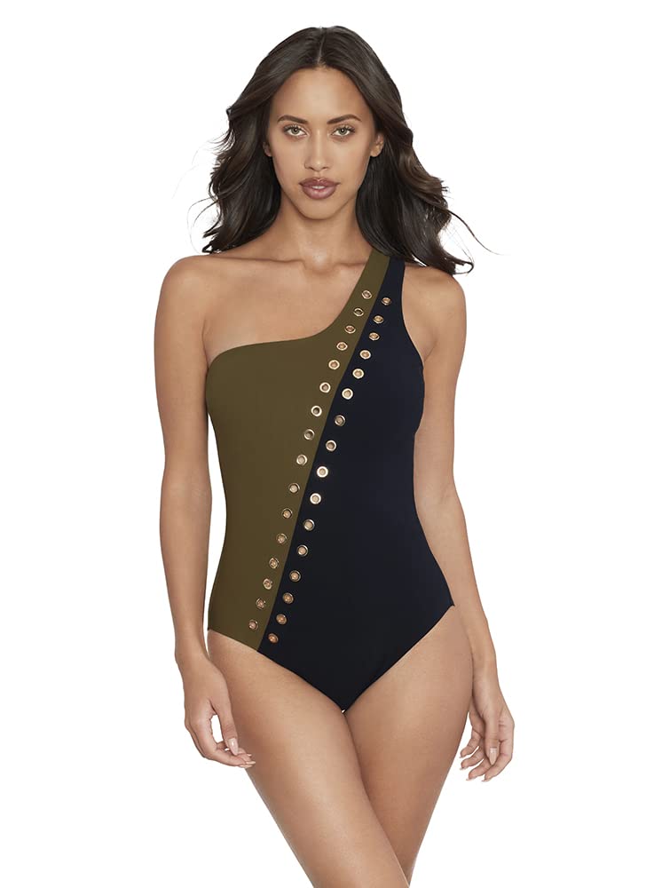 Amoressa Women's Swimwear Copernicus Saturn One Shoulder Soft Cup One Piece  Swimsuit