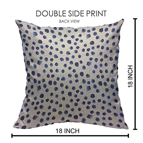 Versuswolf Throw Pillow Covers Navy Paint Hand Drawn Blue Watercolor Polka Dot Watercolour Cotton Linen Decorative Square Pillowcases Cushion Cover 18 X 18 Inch #TOP1