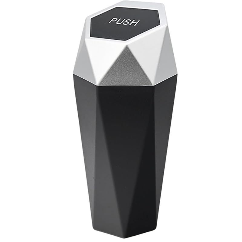 Lixeira Automotiva Triangular com Tampa e Abertura por Pressão Keyiduid Prata