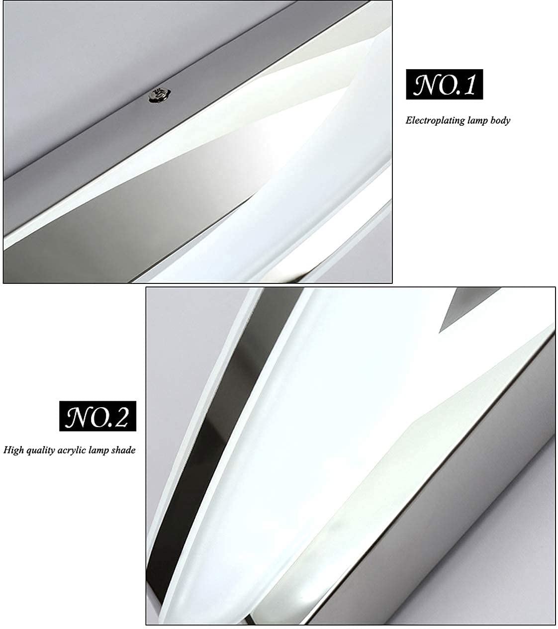 Luce Frontale a Specchio a LED, Lampada da Parete per Bagno dimmerabile con Cordino Lampada da Specchio per Trucco cromata, Illuminazione per cornici, Lampada da Parete per Bagno, 8W/38CM (8w/38cm)