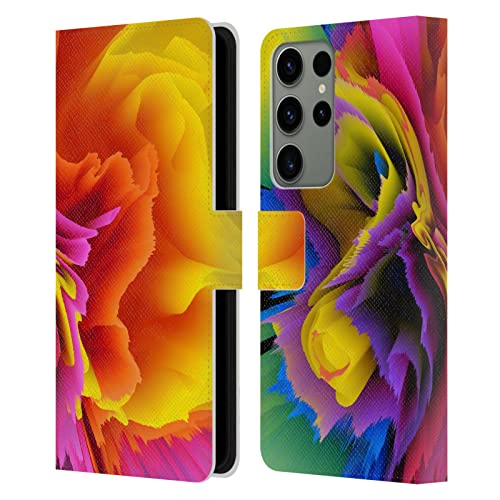 Coque Galaxy S23 Ultra Haroulita rose abstrait étui portefeuille simili cuir