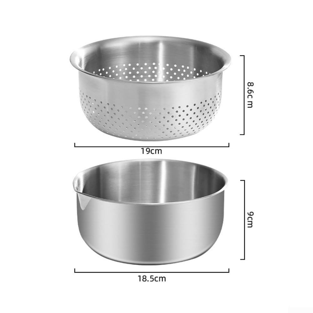 Cuenco para acero Inoxidable Lavar Arroz con Drenaje Cuenco para