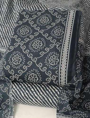 Image of DRAVINAM Trends Women's Premium Cambric Cotton Jaipuri Printed Unstitched Salwar Suit Dress Material with Mulmul Cotton Dupatta
