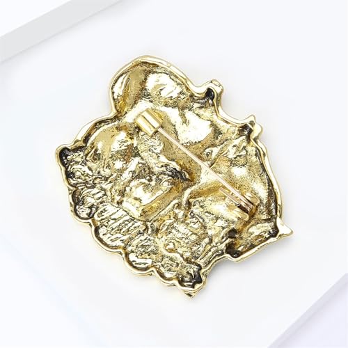Image of Dreuyet Horse Brooch Pin Horse Racing Suit Lapel Pin for Women Men Rhinestone Antique Gold Horse Animal Brooch Clothing Outfits Accessory Jewelry