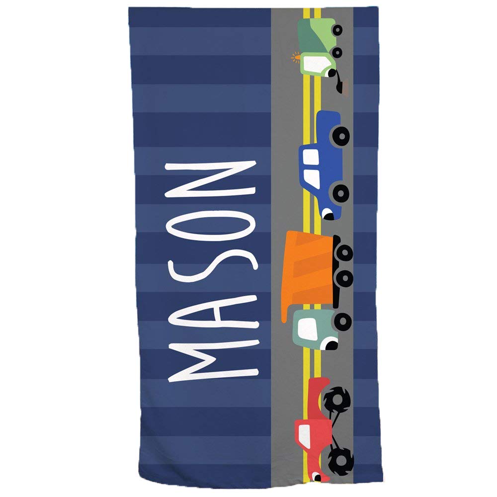 GiftsForYouNow Personalized Kid's Truck Beach Towel, Kids Beach Towel, Personalized Beach Towel, Boys Beach Towel, Kids Gift, Boys, Custom