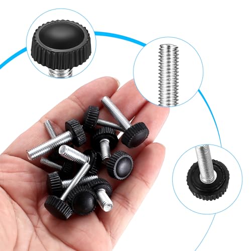 195 Stück Rändelschrauben Set, M4 M5 M6 Rändelschraube mit Gewinde Befestigungsschraube, Griffknöpfe, Rundkopf Rändelschrauben, Klemmschrauben, Griffschrauben für Maschinen